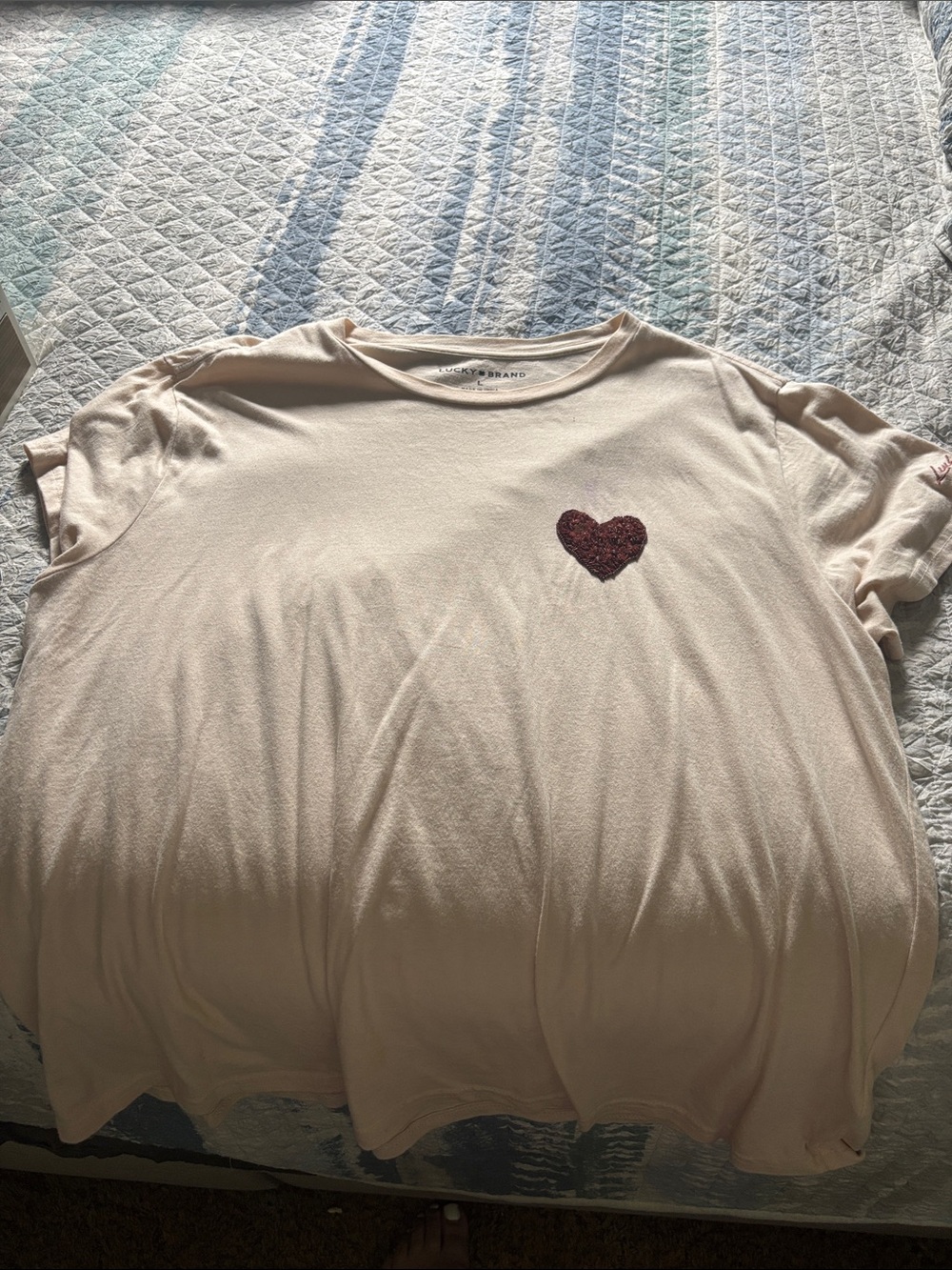 Light Pink Short Sleeve Tee with Sequin Heart